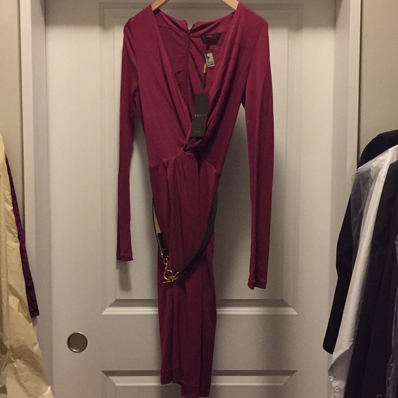 Gucci Wine Colored Wrap Dress with Belt - Picture 2 of 8